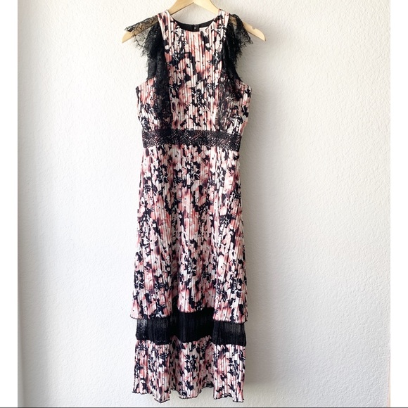 Foxiedox Jasmine Lace Pleated Floral Midi Dress XS - Picture 4 of 16
